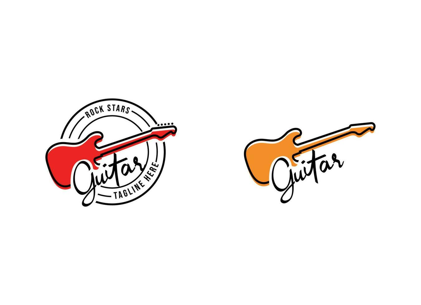 The Music House. A Music Shop Logo with a Guitar Silhouette vector