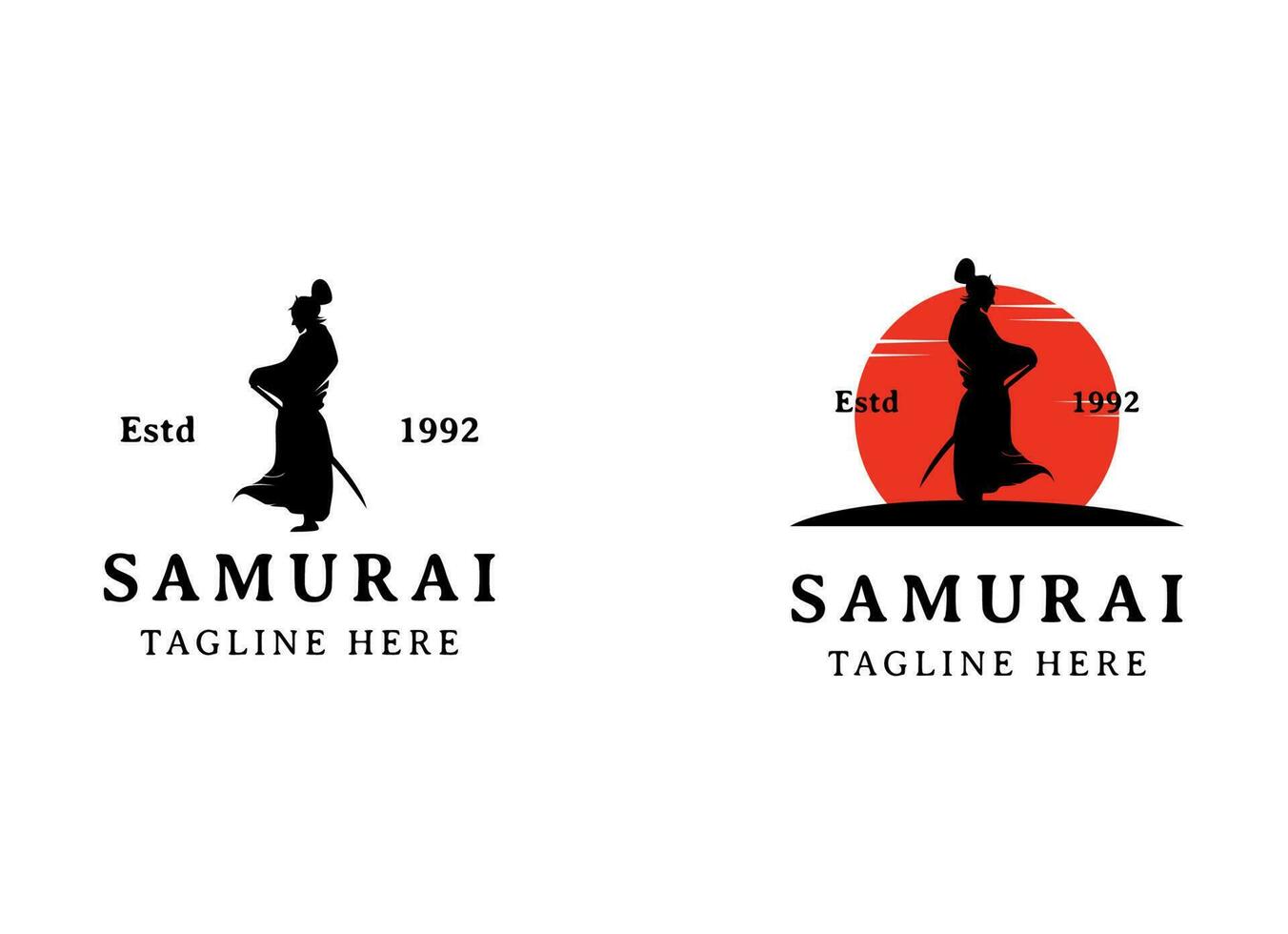 Samurai Ronin Logo Design Vector Template.