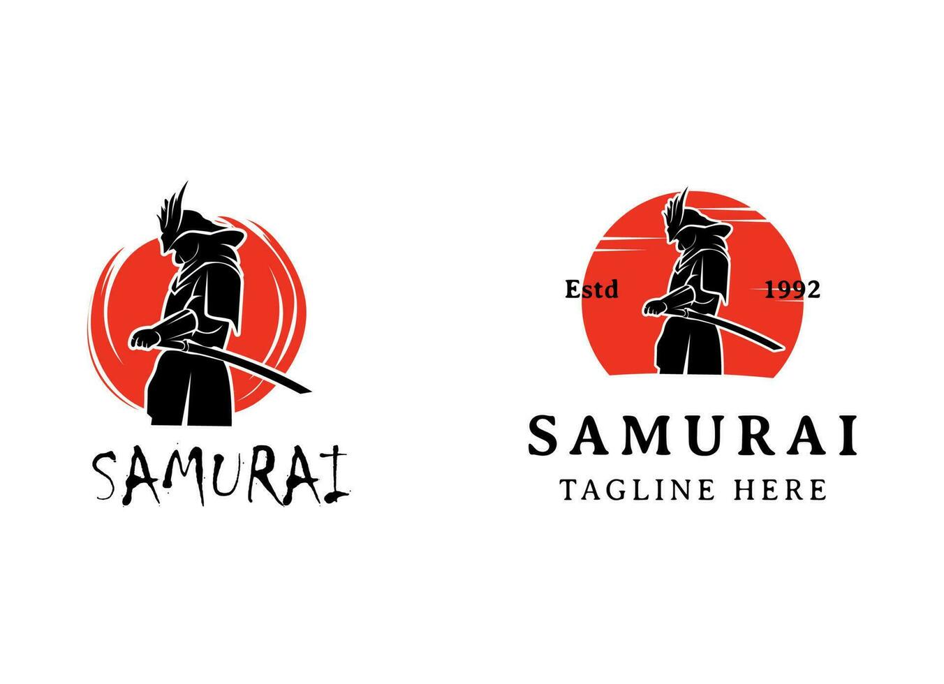 Samurai Ronin Logo Design Vector Template.