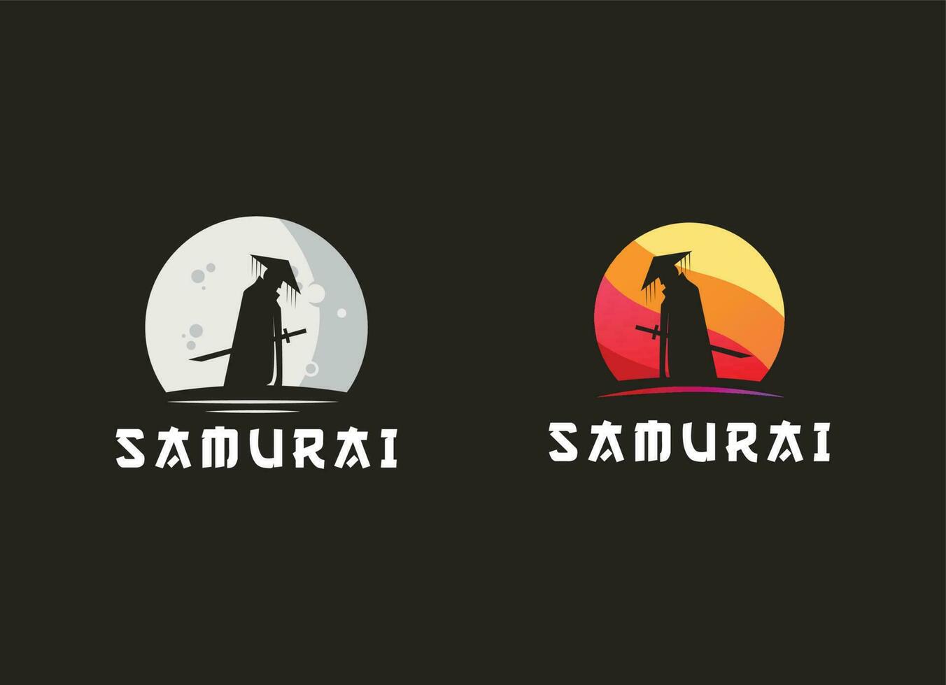 Samurai Ronin Logo Design Vector Template.