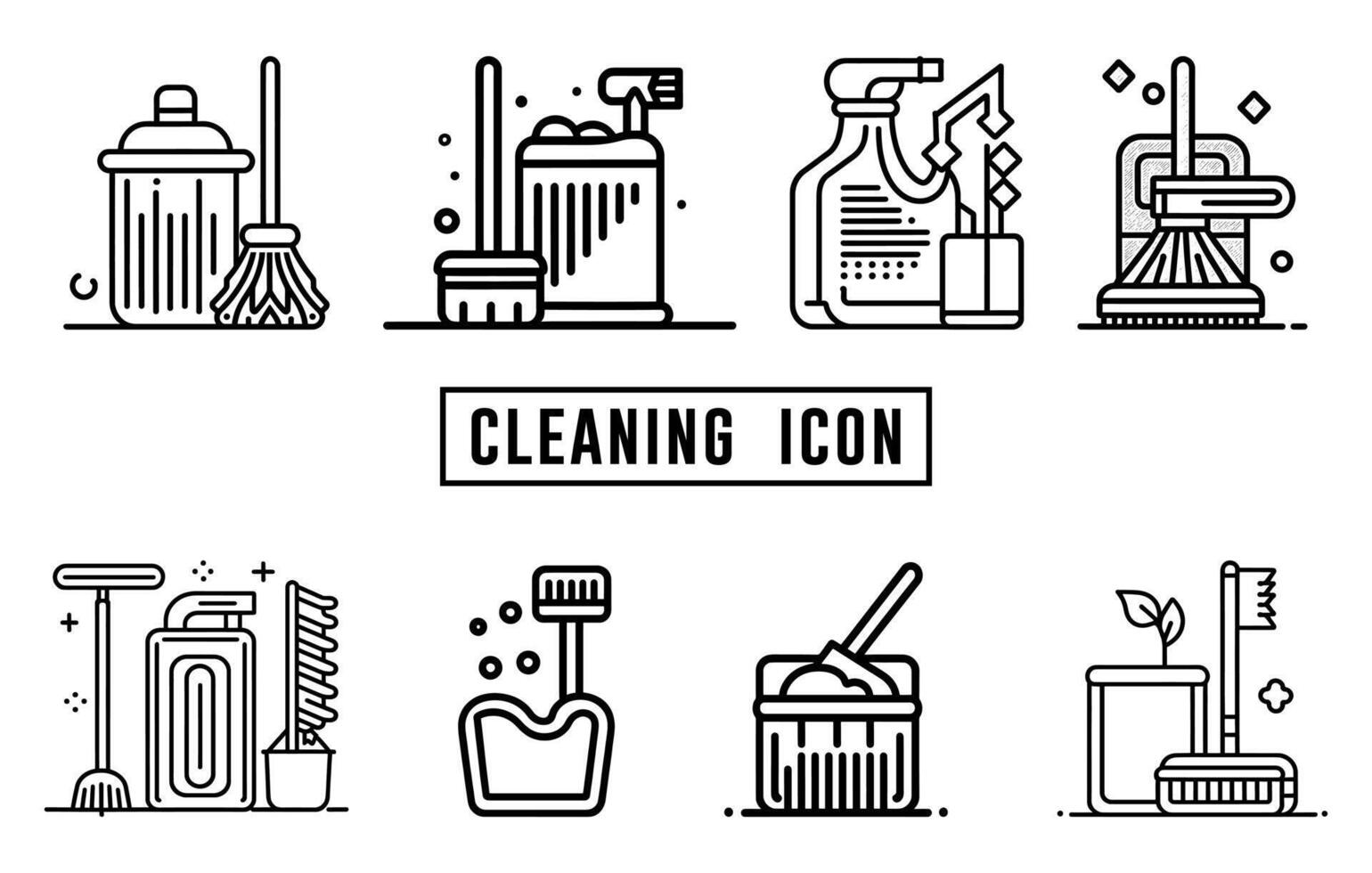 Cleaning lineart icons, Cleaning icons set, Cleaning icon vector bundle, cleaning tools collection