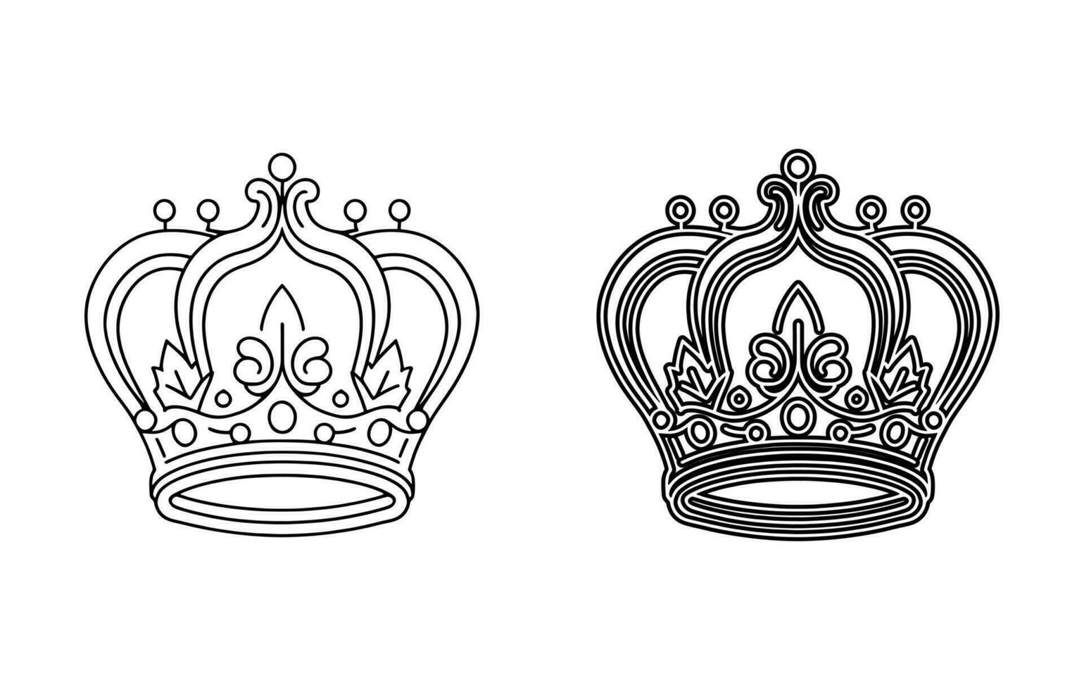 Crown icon free Vector outline, Crown line art illustration, Queen Crown, king Crown symbol