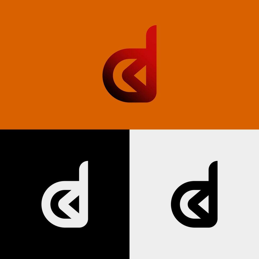 d letter logo, monogram style in gradient red - black colors vector