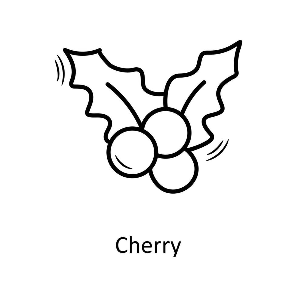 Cherry vector Outline Icon Design illustration. Christmas Symbol on White background EPS 10 File