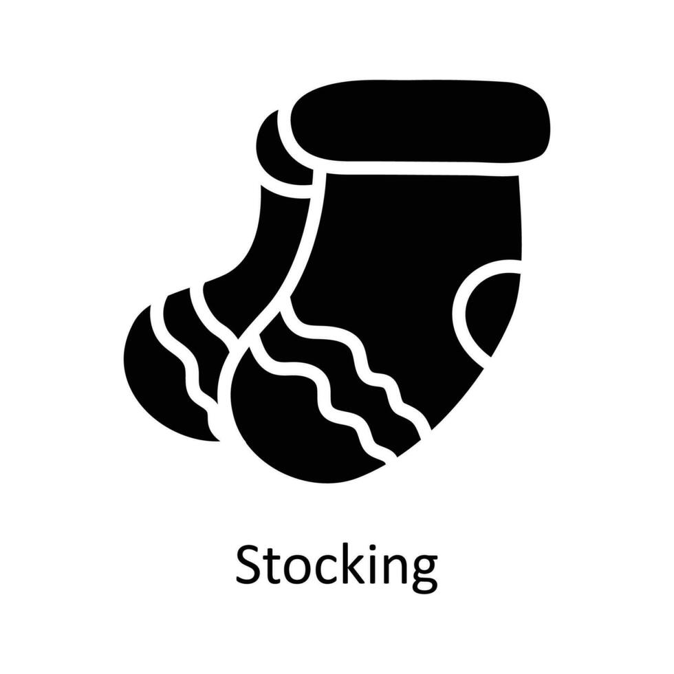 Stocking vector Solid Icon Design illustration. Christmas Symbol on White background EPS 10 File