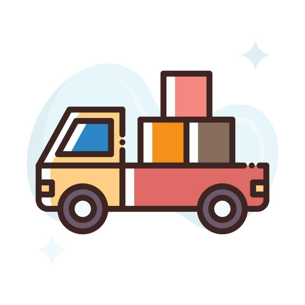 Pick Up Van vector Fill outline Icon style illustration. EPS 10