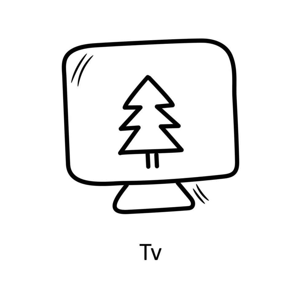 Tv vector Outline Icon Design illustration. Christmas Symbol on White background EPS 10 File