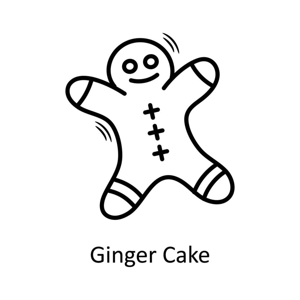 Ginger Cake vector Outline Icon Design illustration. Christmas Symbol on White background EPS 10 File