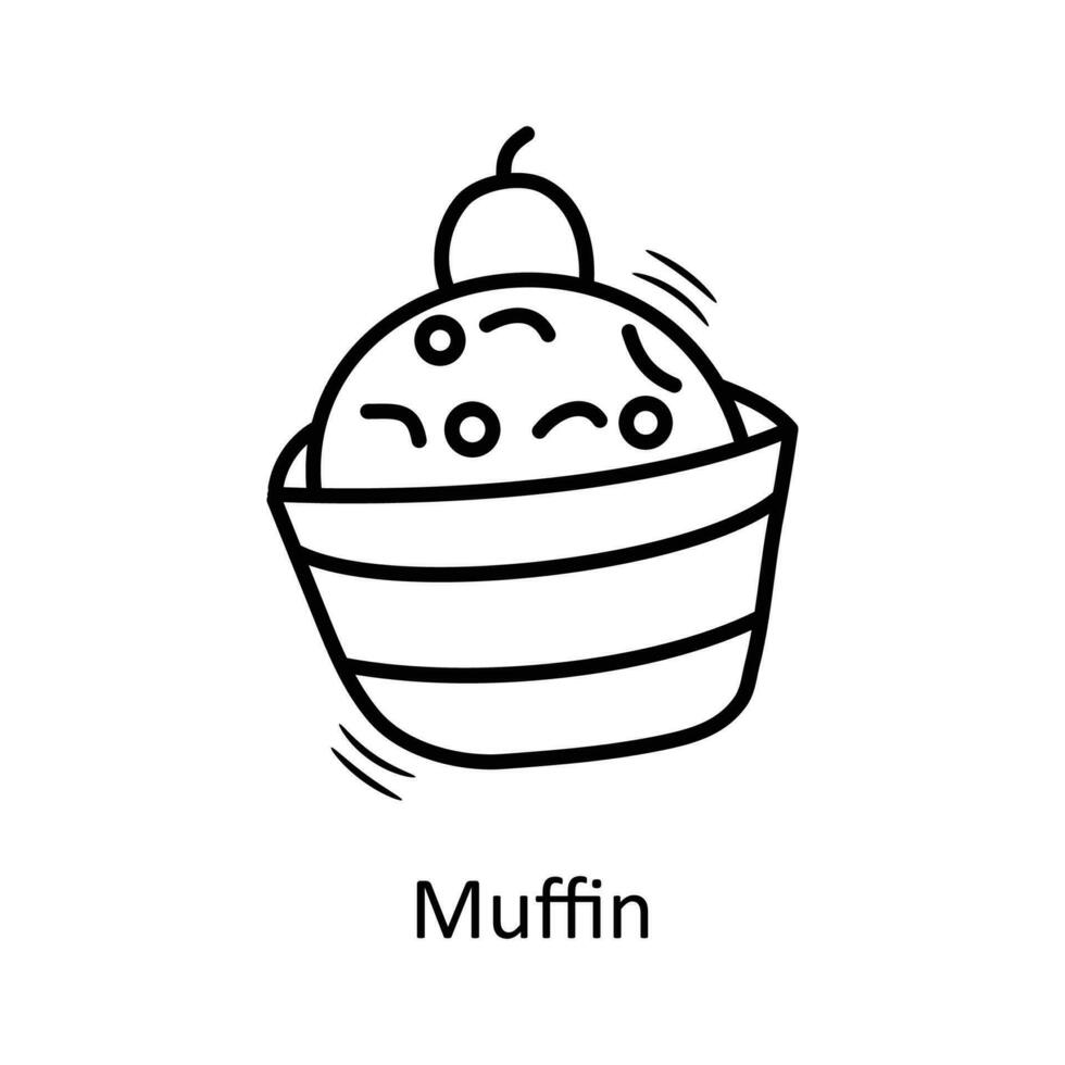 Muffin vector Outline Icon Design illustration. Christmas Symbol on White background EPS 10 File