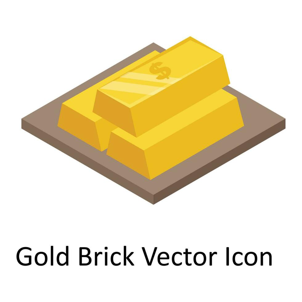 Gold brick isometric vector icon. EPS 10