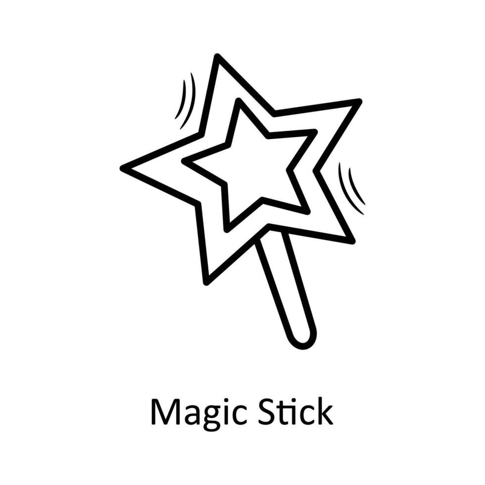 Magic Stick vector Outline Icon Design illustration. Christmas Symbol on White background EPS 10 File