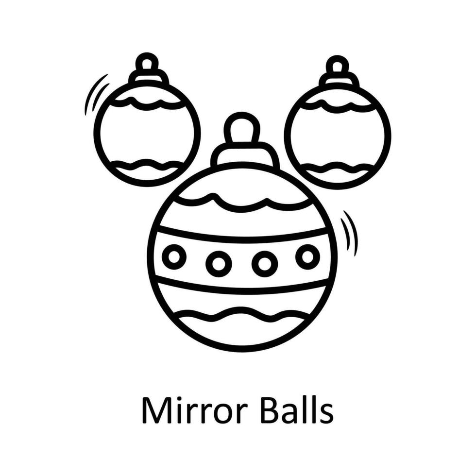 Mirror Balls vector Outline Icon Design illustration. Christmas Symbol on White background EPS 10 File