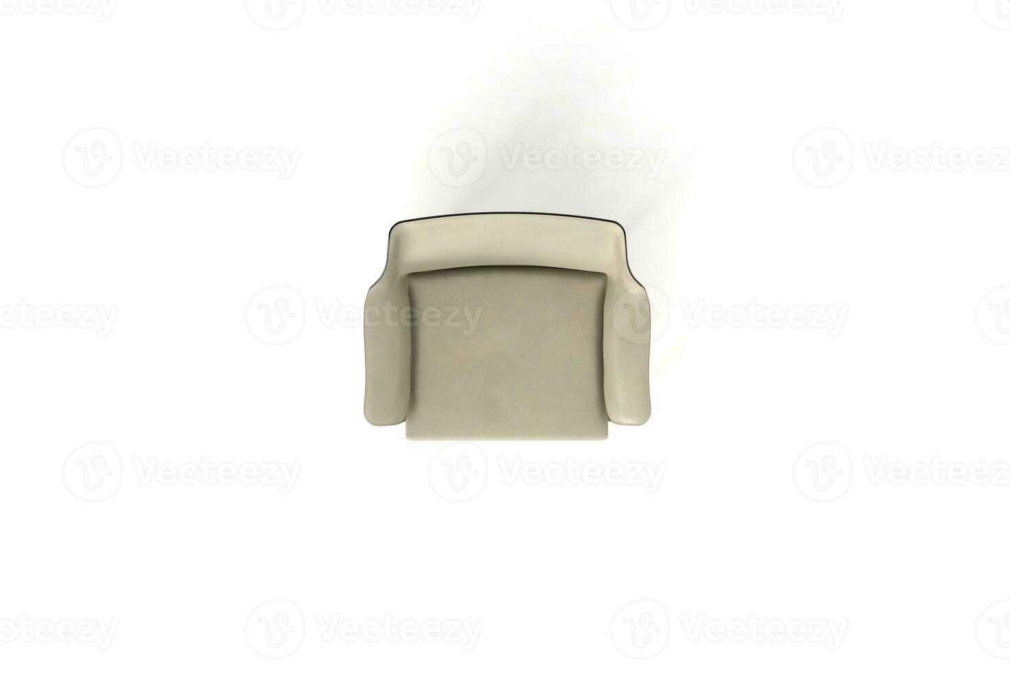 Top view, Modern Chair, minimal concept, Studio shot of stylish chair isolated on white background 3d rendering photo
