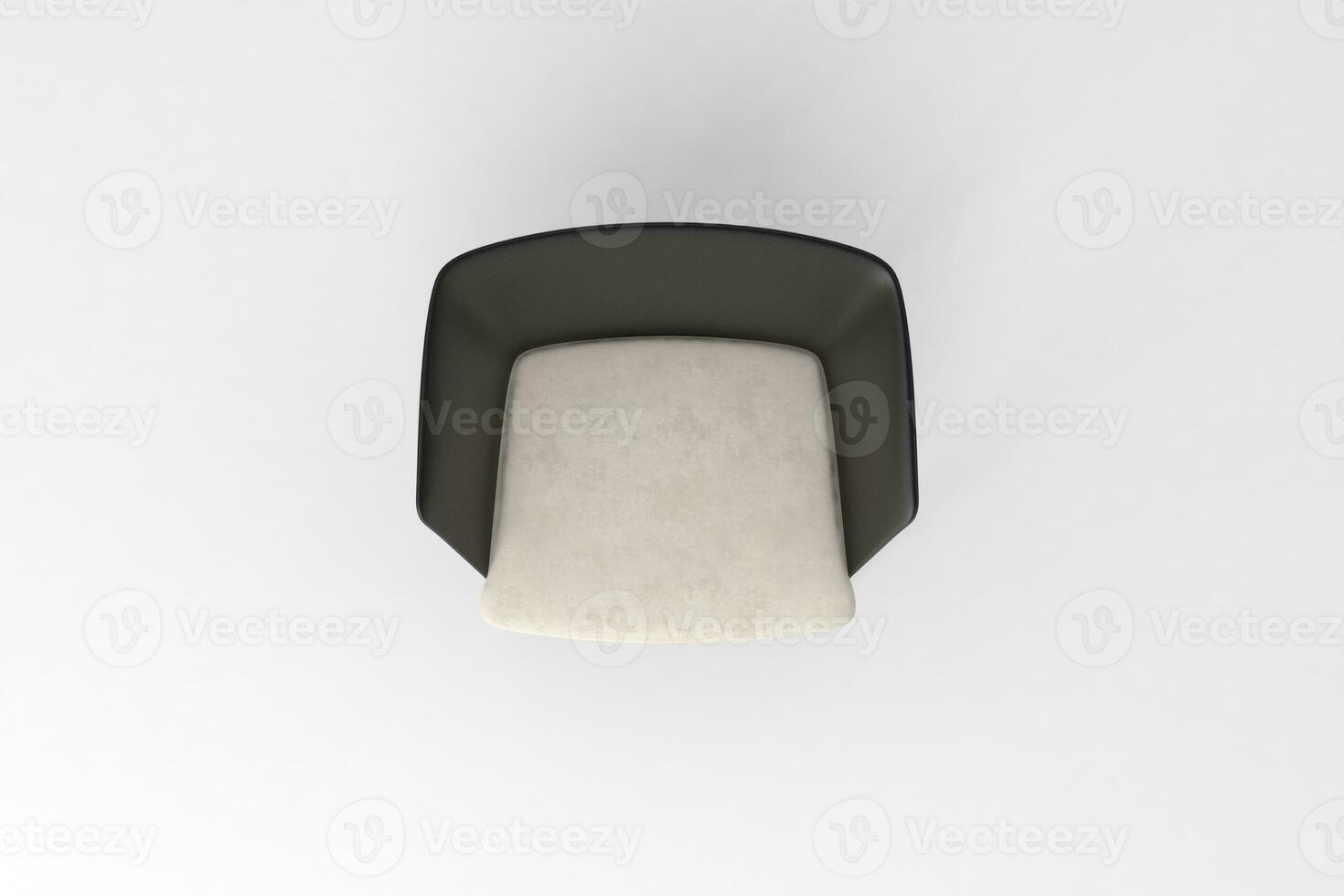 Top view, Modern Chair, minimal concept, Studio shot of stylish chair isolated on white background 3d rendering photo