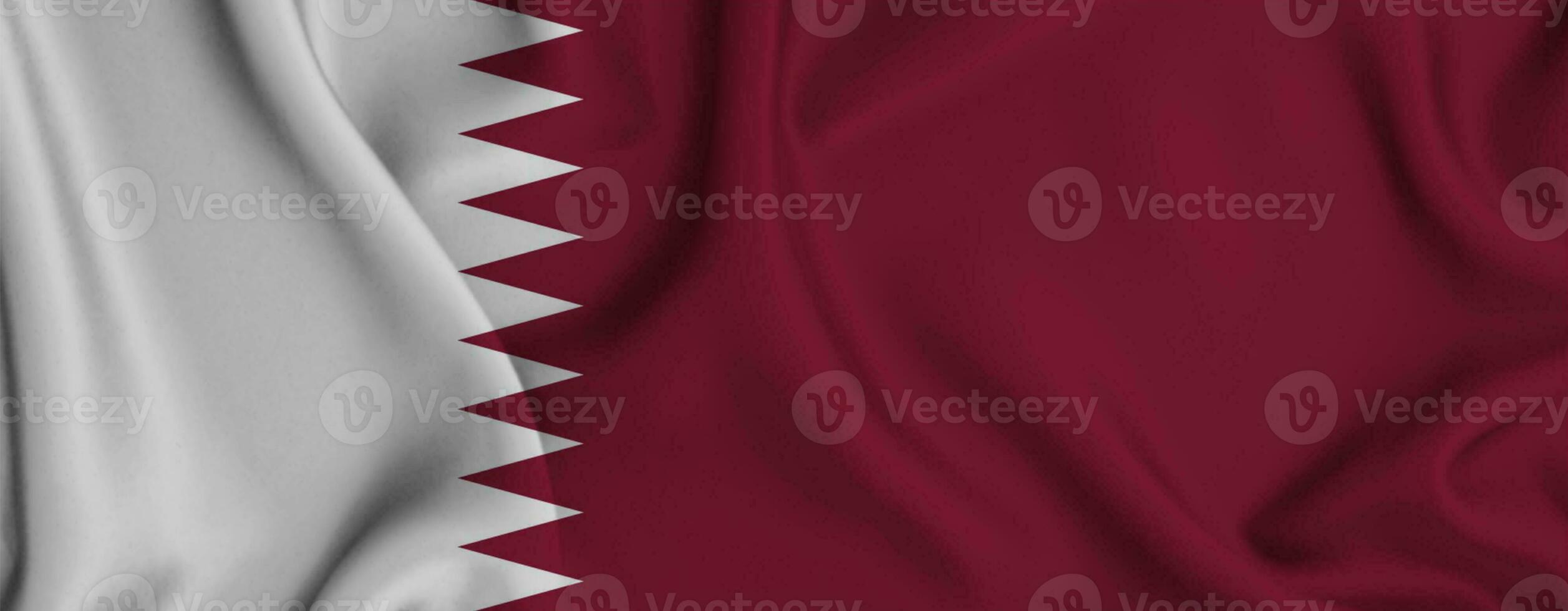 Realistic waving flag of Qatar, 3d illustration photo