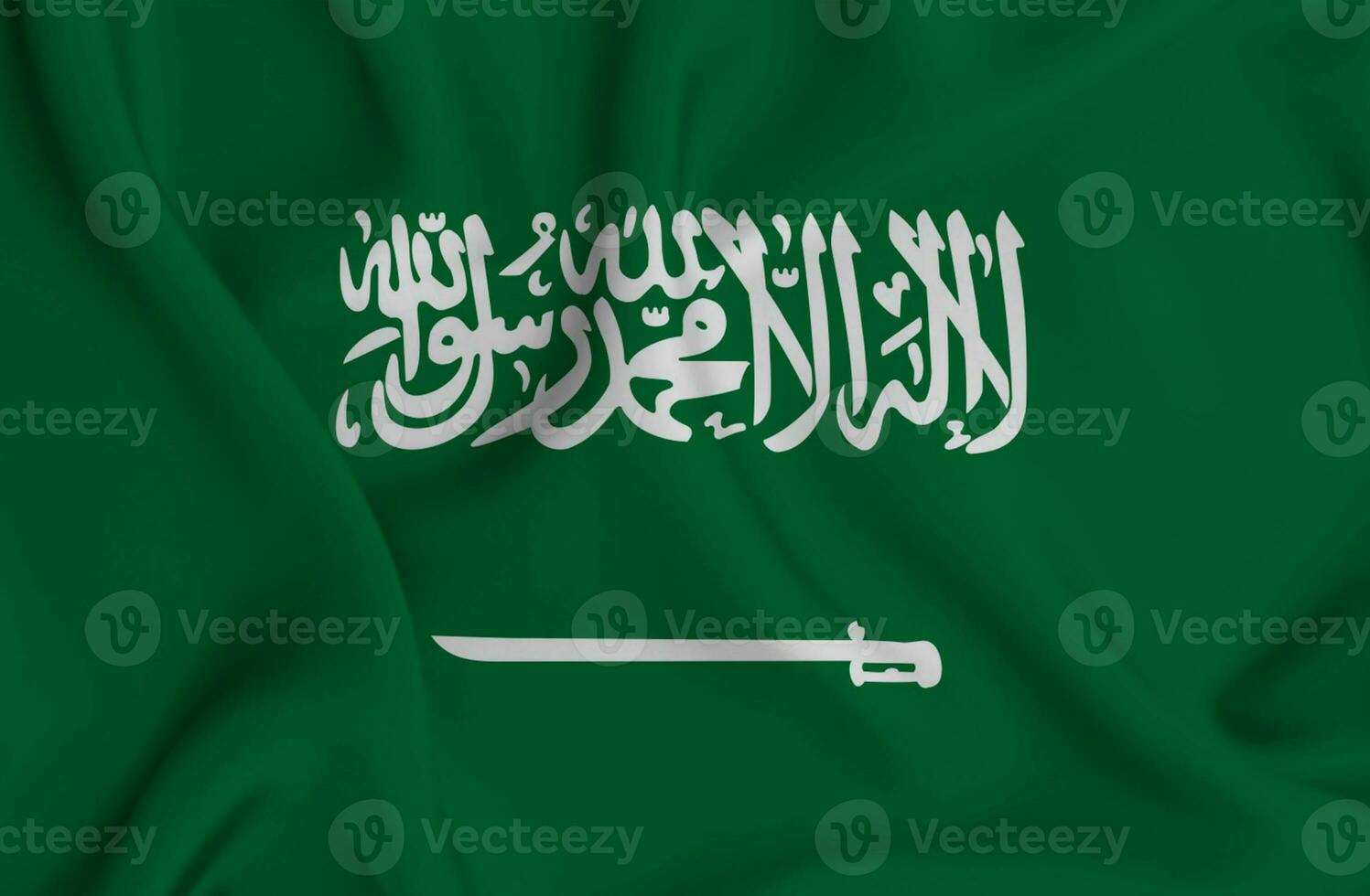 Realistic waving flag of Saudi Arabia, 3d illustration photo