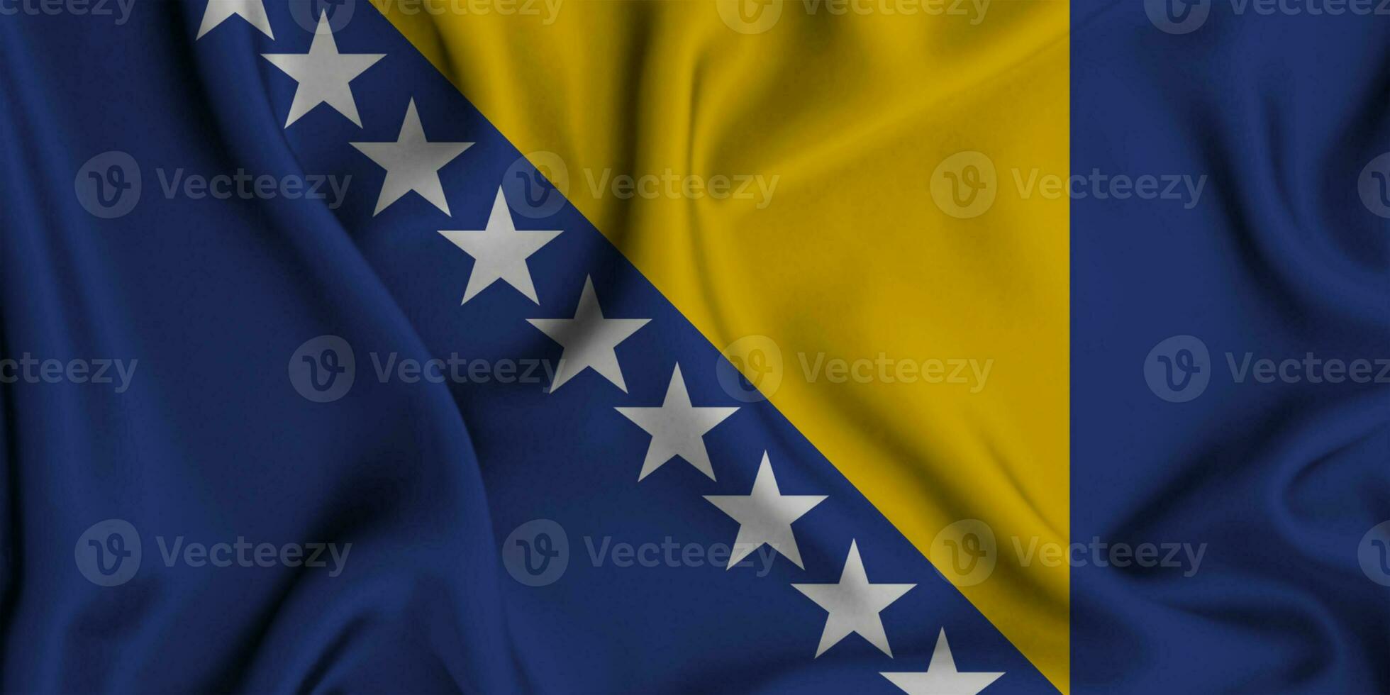 Realistic waving flag of Bosnia and Herzegovina, 3d illustration photo