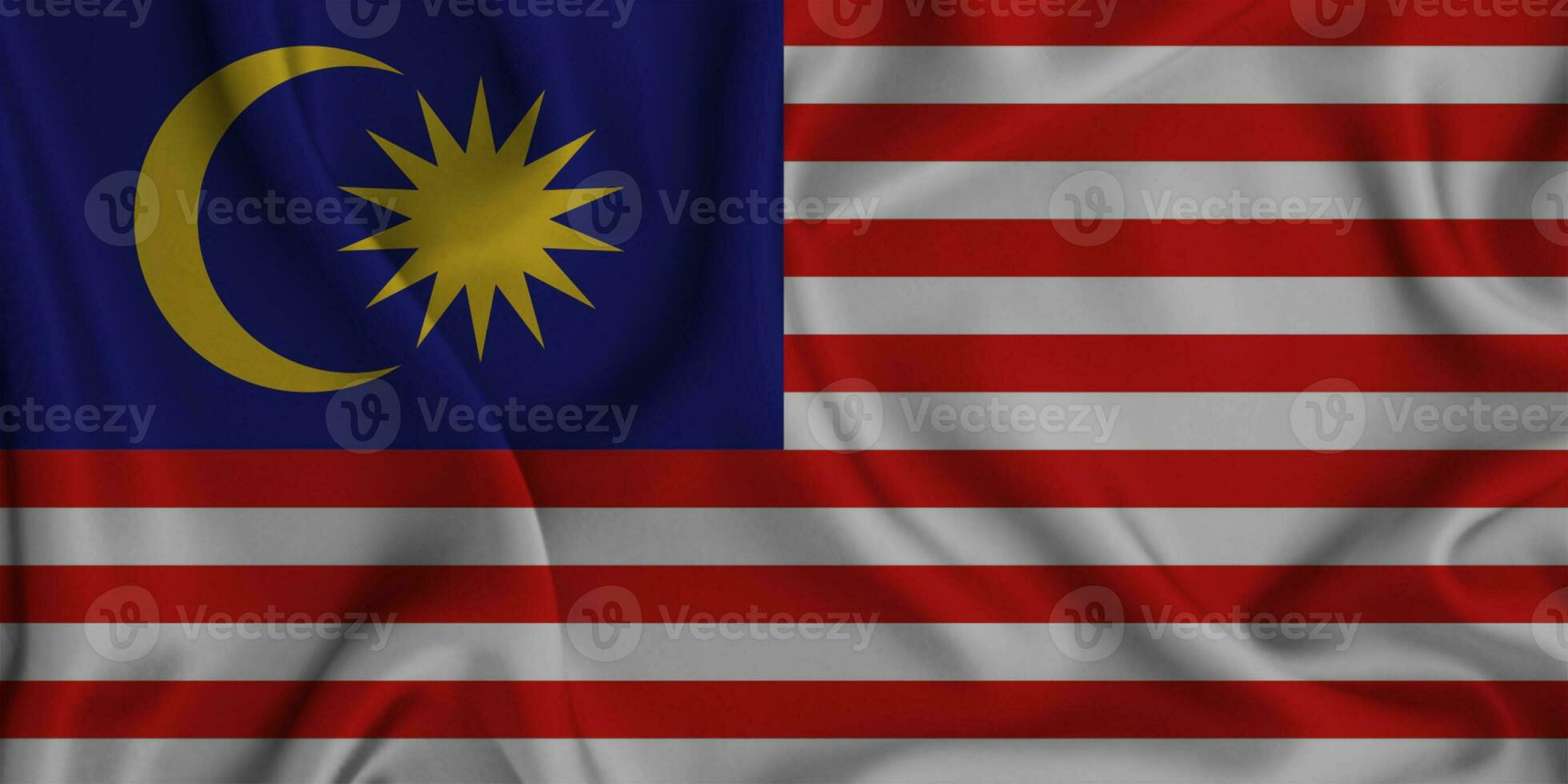 realista ondulación bandera de Malasia, 3d ilustración foto