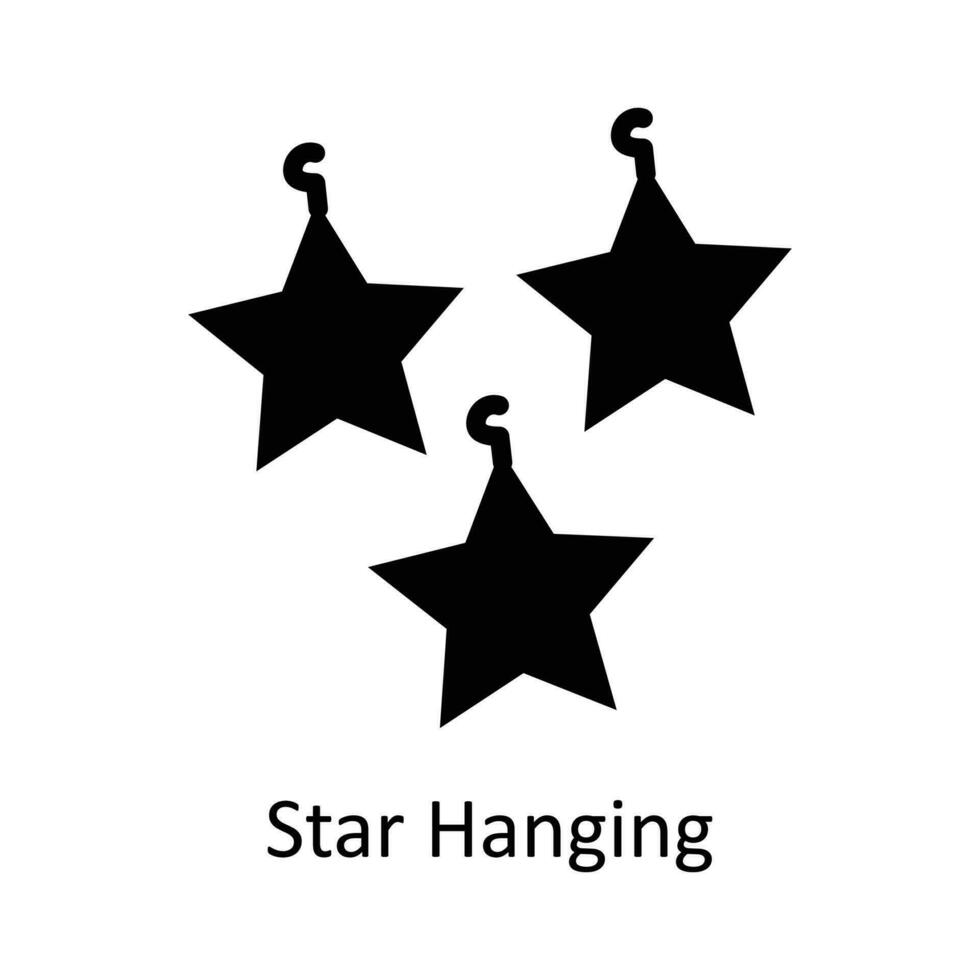 Star Hanging vector Solid Icon Design illustration. Christmas Symbol on White background EPS 10 File