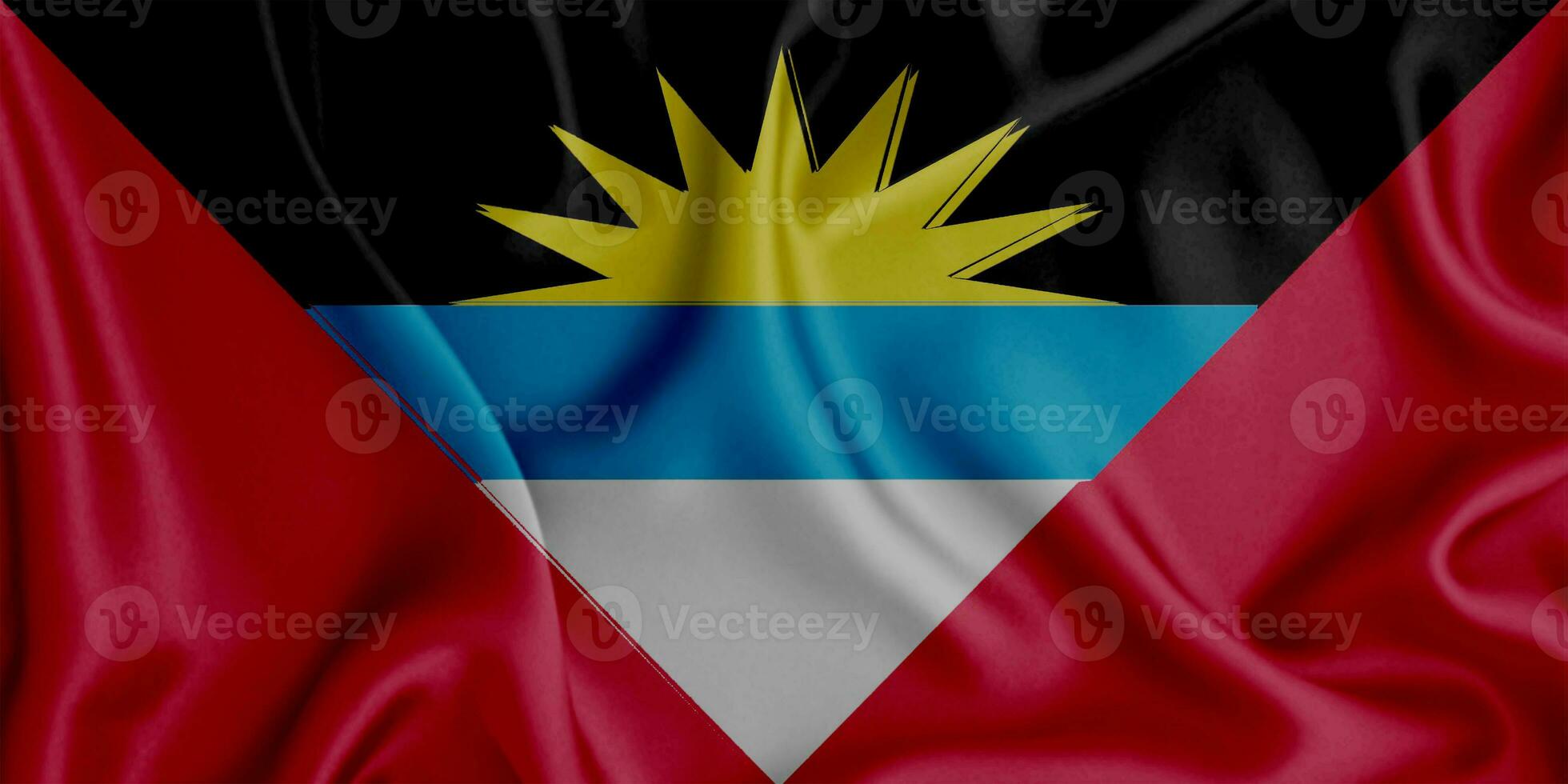 Realistic waving flag of Antigua and Barbuda, 3d illustration photo