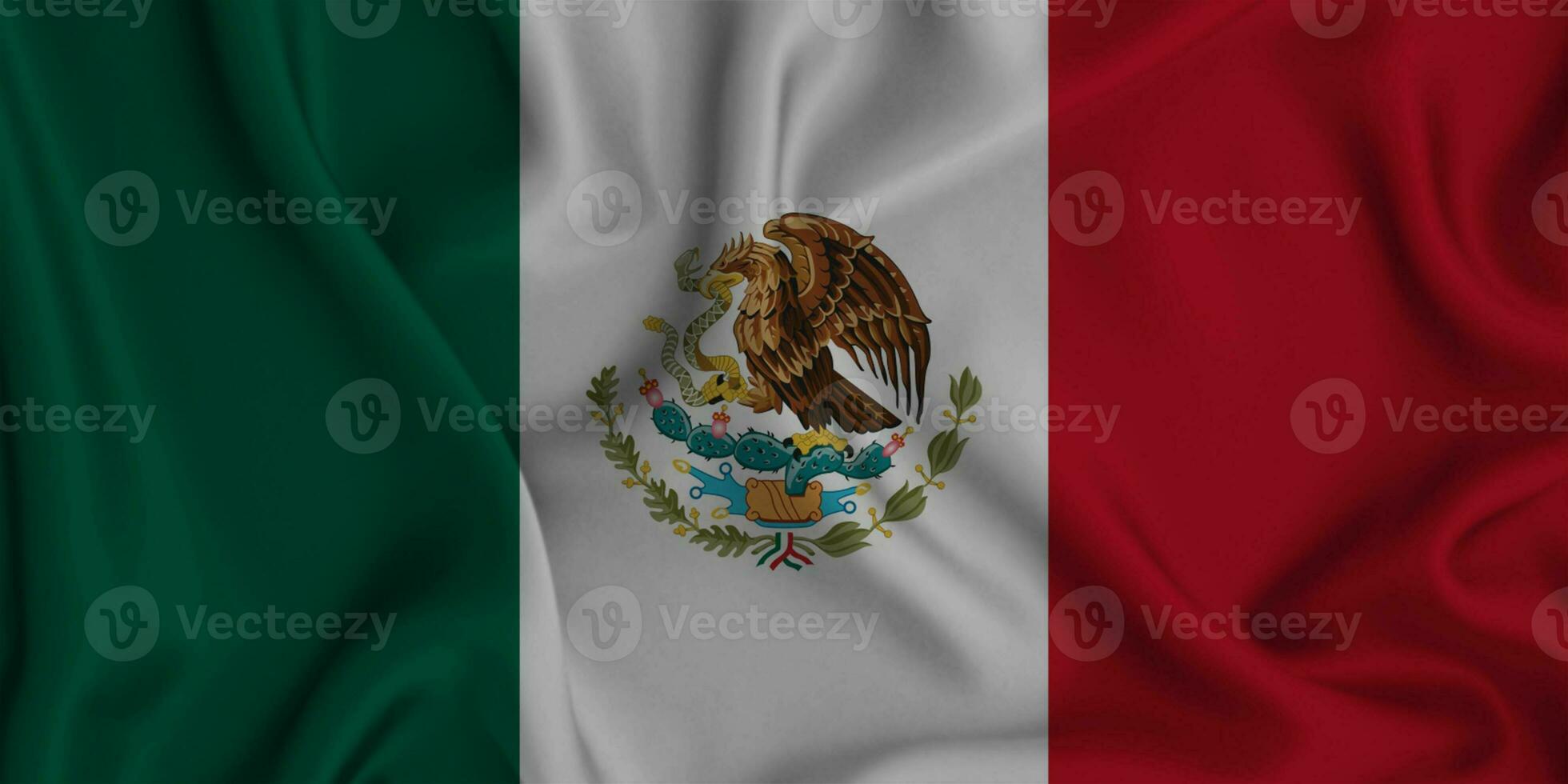 Realistic waving flag of Mexico, 3d illustration photo