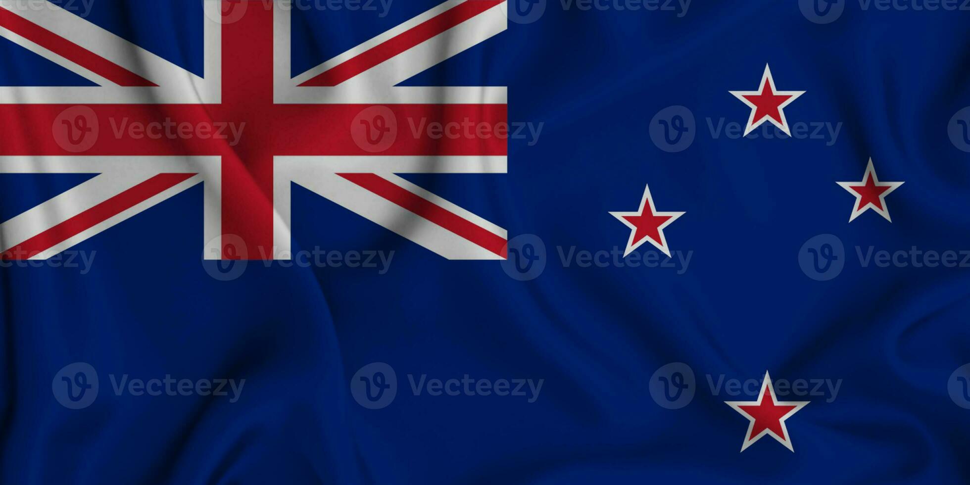 realista ondulación bandera de nuevo zelanda, 3d ilustración foto
