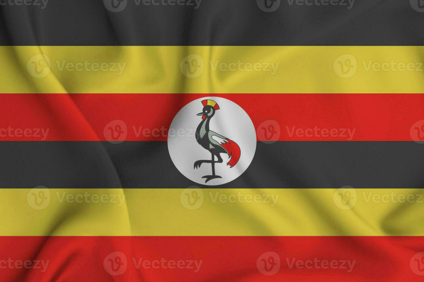 Realistic waving flag of Uganda, 3d illustration photo