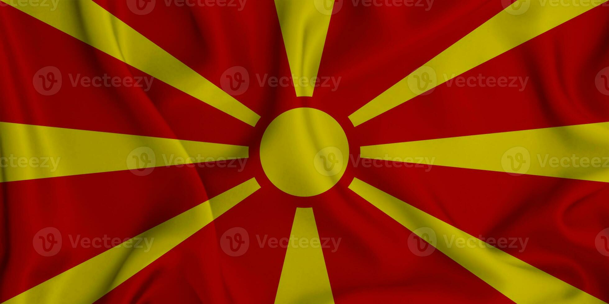 Realistic waving flag of Macedonia, 3d illustration photo