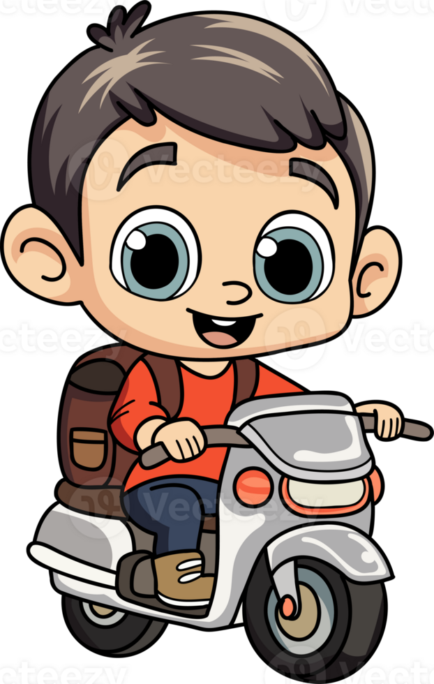 Happy delivery man with scooter character illustration in doodle style png