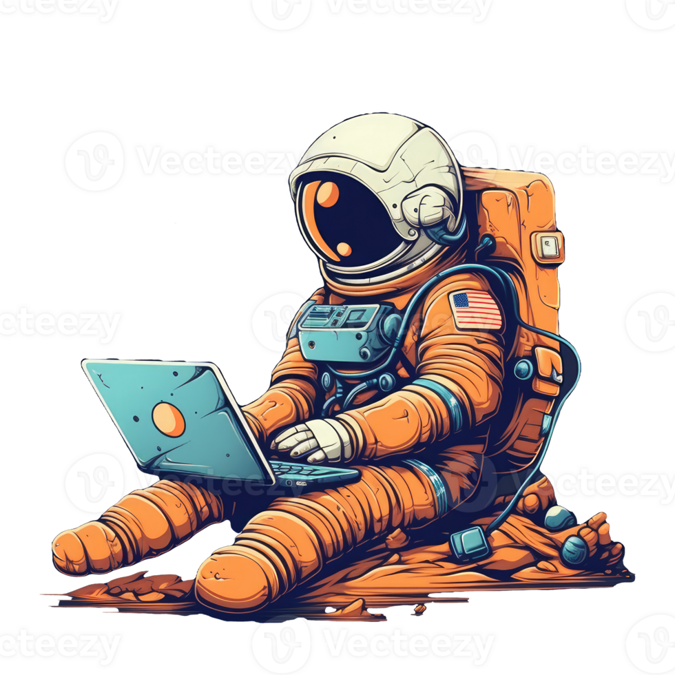 Astronaut using a laptop . png