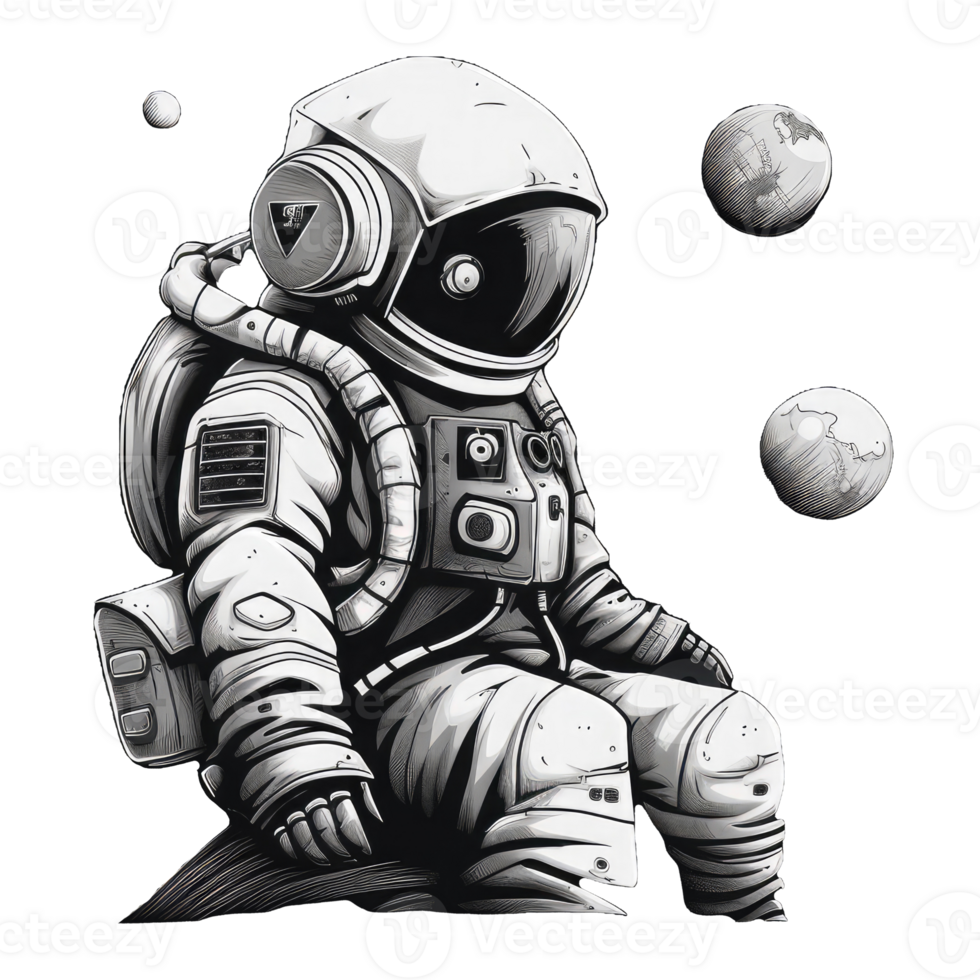 astronaut floating in space . png