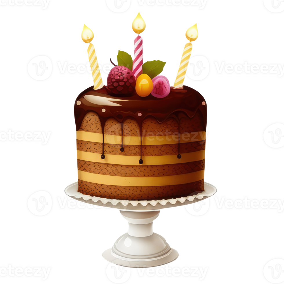 cute Birthday cake with candles . png