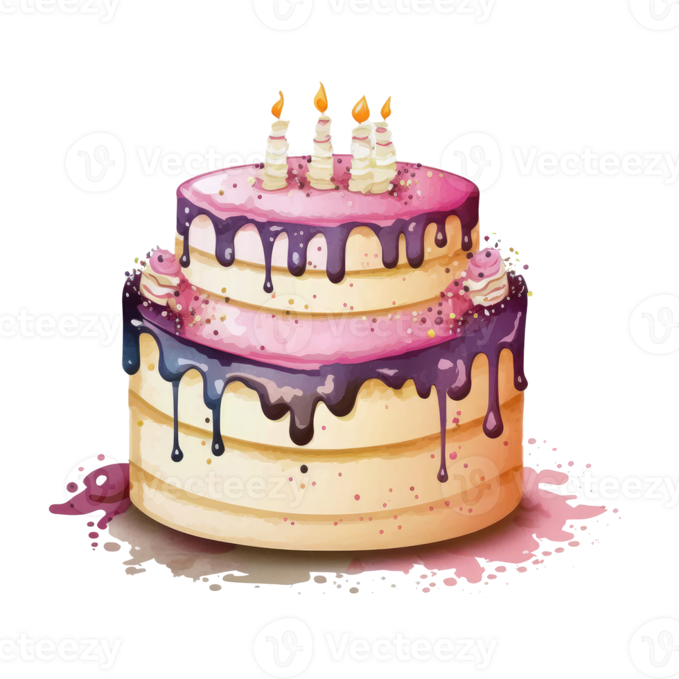 mignonne anniversaire gâteau avec bougies . ai généré png