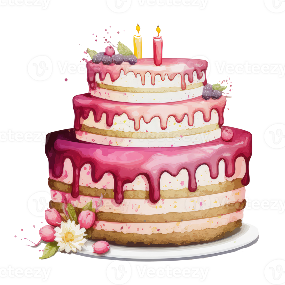 cute Birthday cake with candles . png