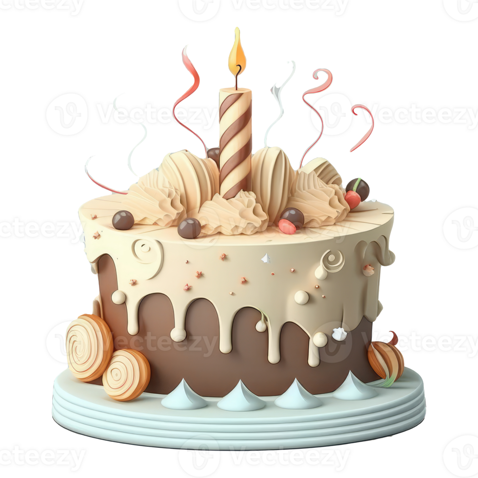 linda cumpleaños pastel con velas . ai generado png