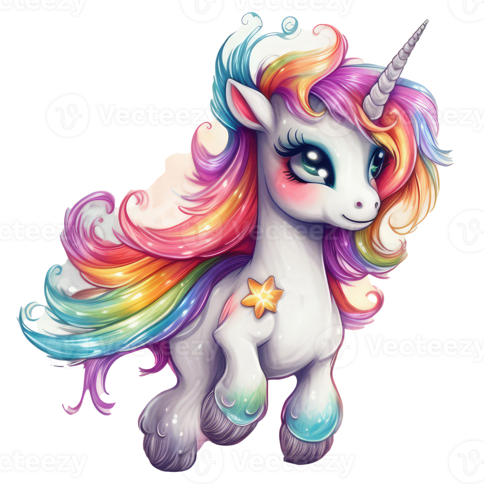 carino unicorno pony . ai generato png