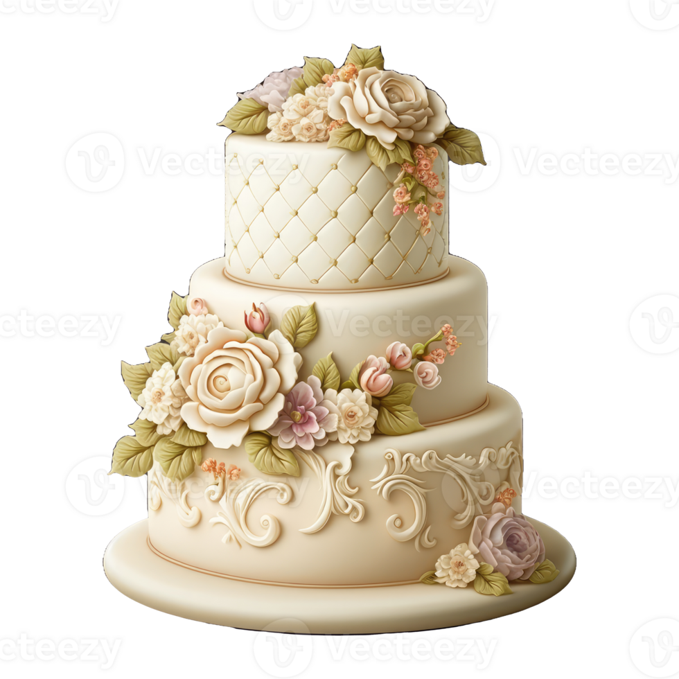 süß Hochzeit Kuchen . ai generiert png