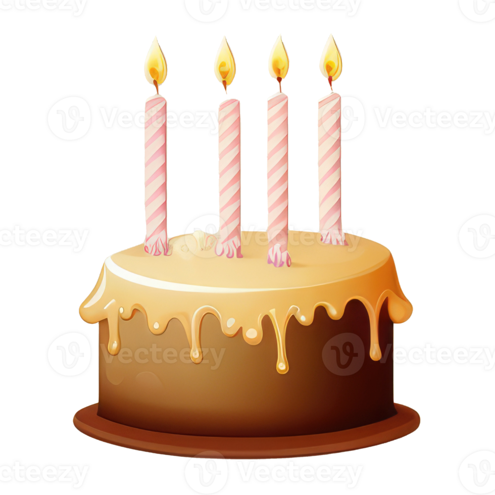 mignonne anniversaire gâteau avec bougies . ai généré png