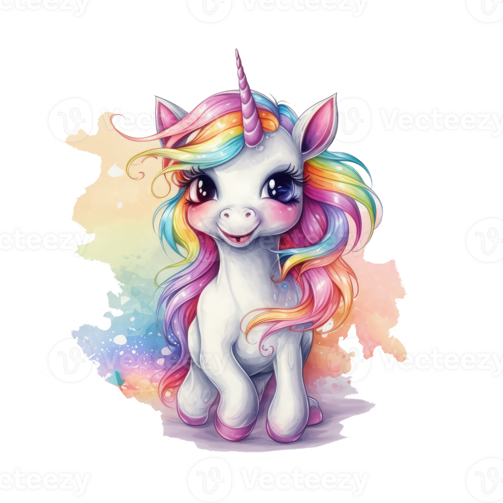 linda unicornio poni . ai generado png