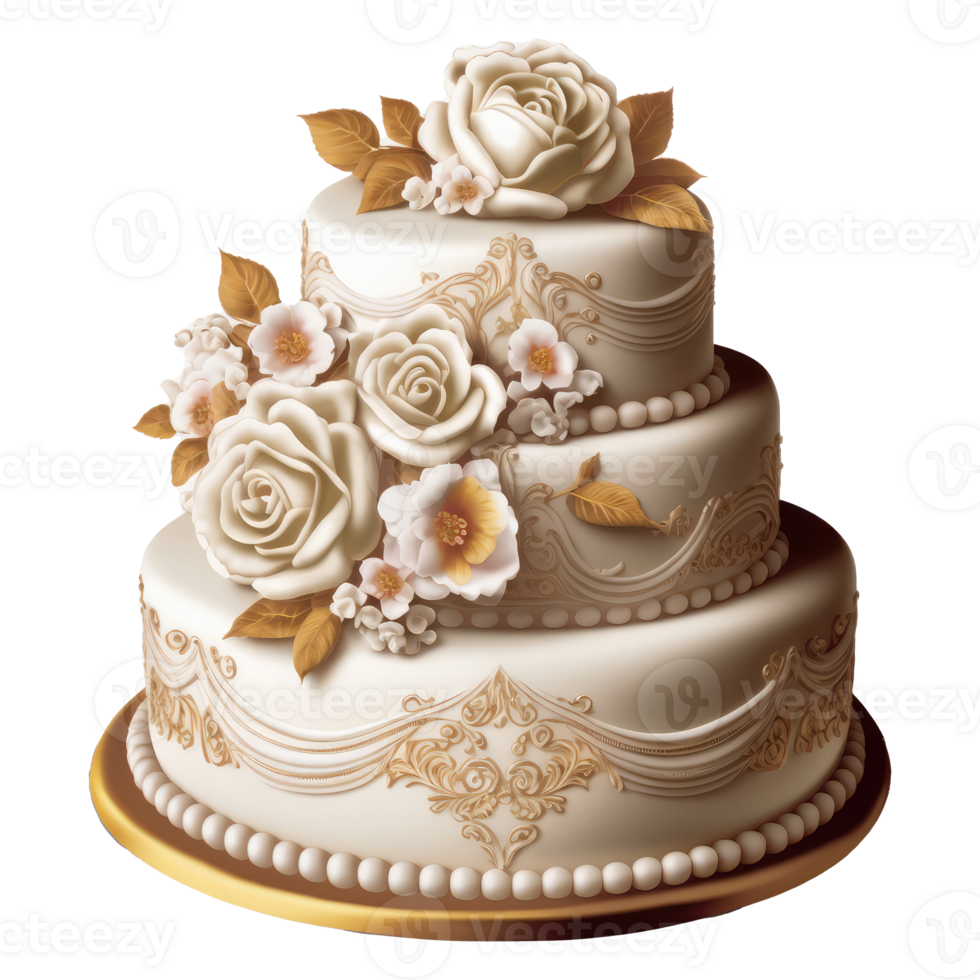 süß Hochzeit Kuchen . ai generiert png