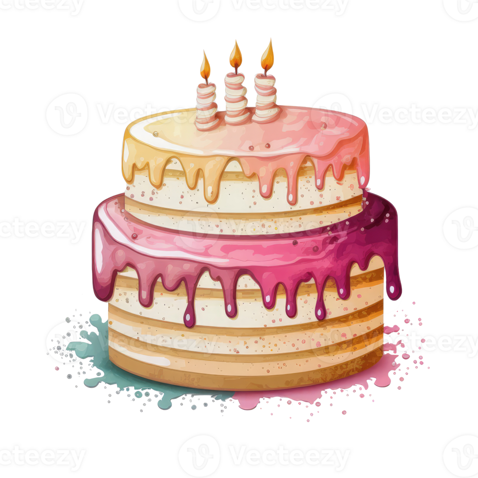 mignonne anniversaire gâteau avec bougies . ai généré png