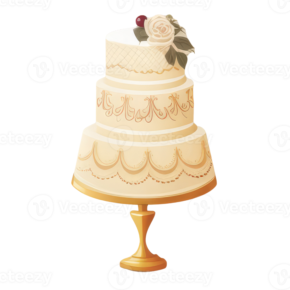 mignonne mariage gâteau . ai généré png