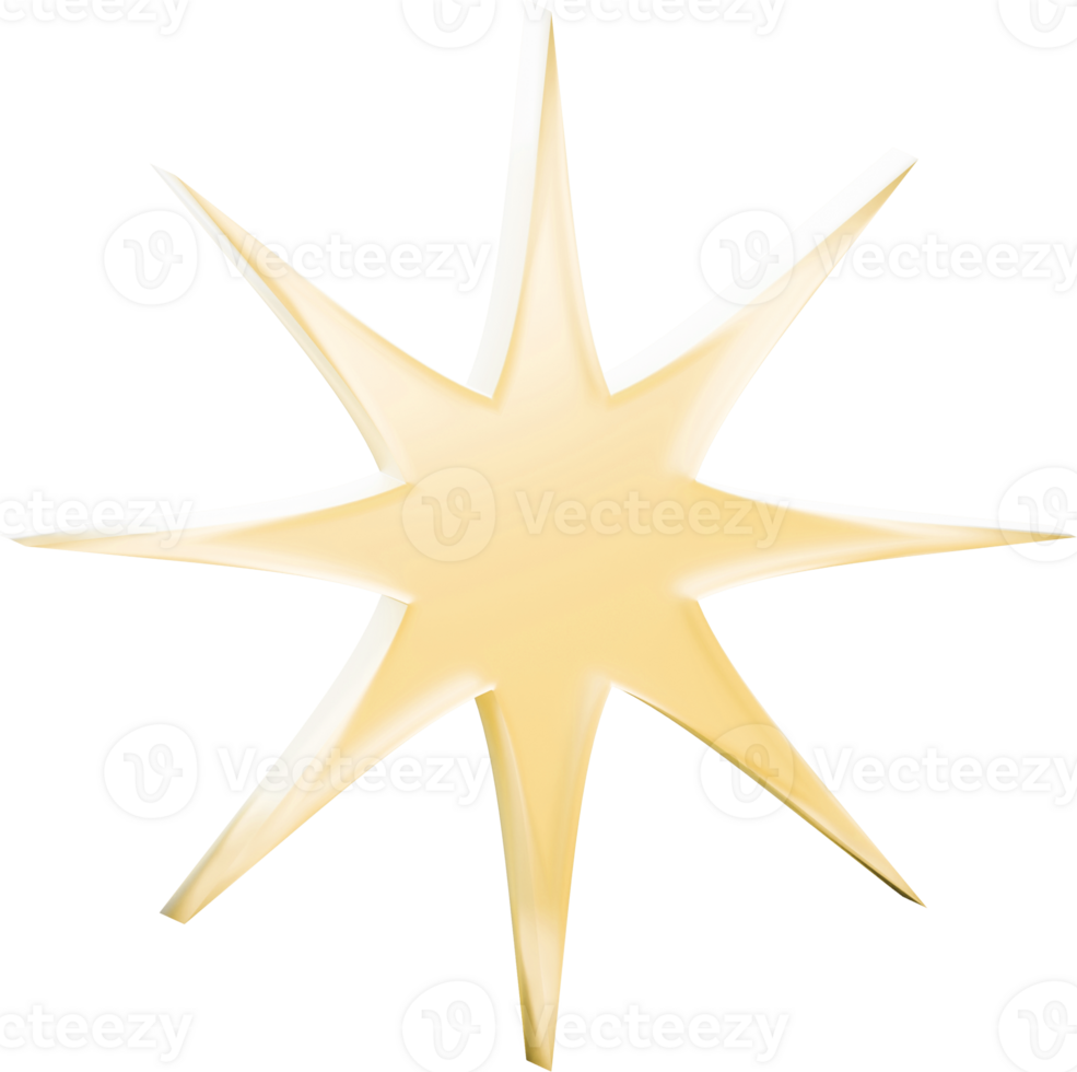 3D Sparkles Stars isolated. Set of twinkling stars. png