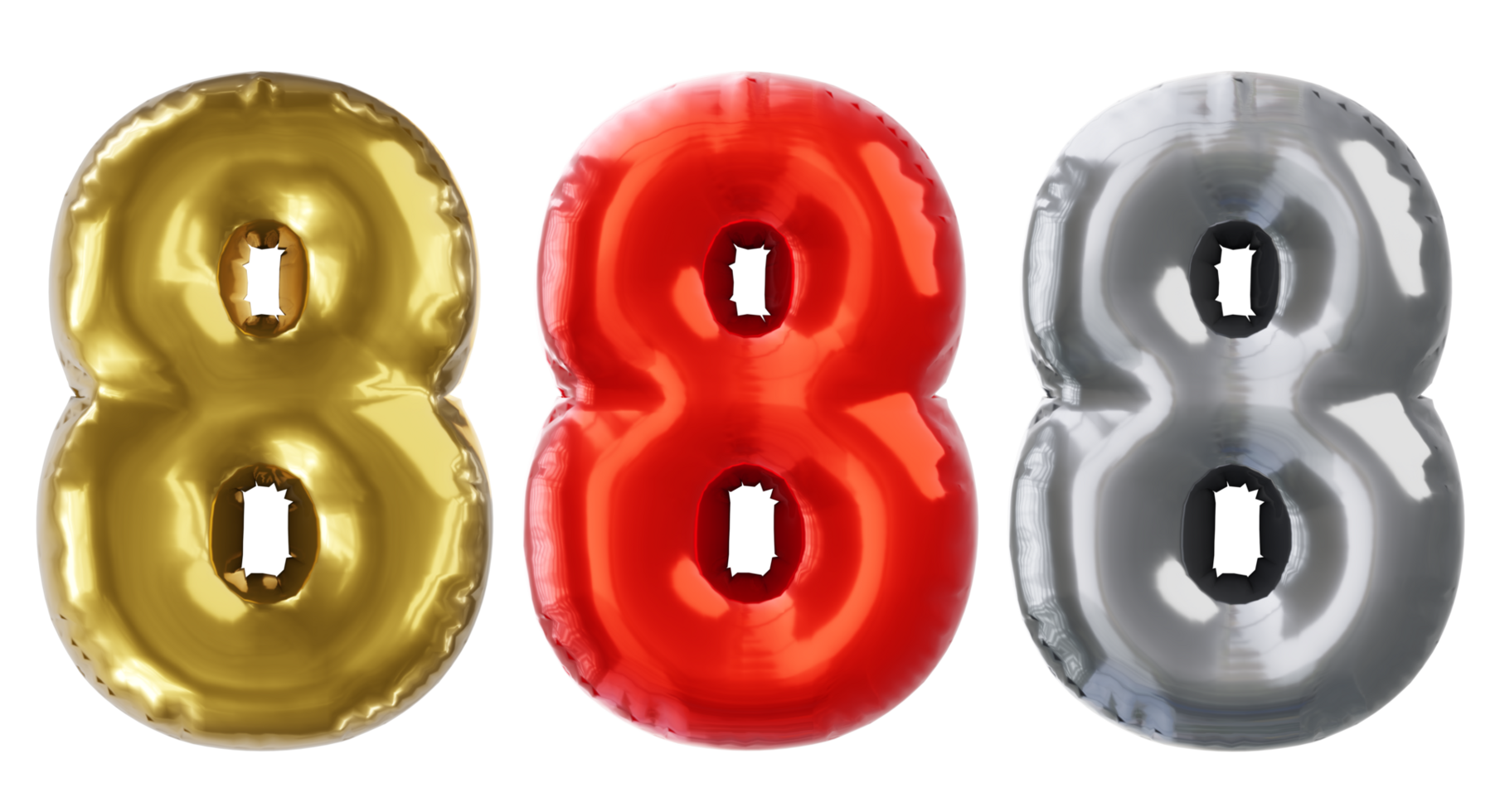 Balloon number 8, red golden silver Realistic 3D 23530113 PNG