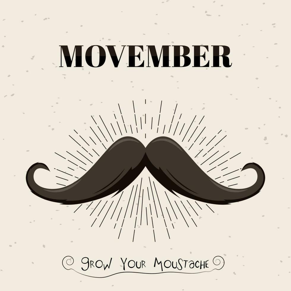 Retro style poster or template design with mustache and given message as Grow Your Moustache for Movember concept. vector