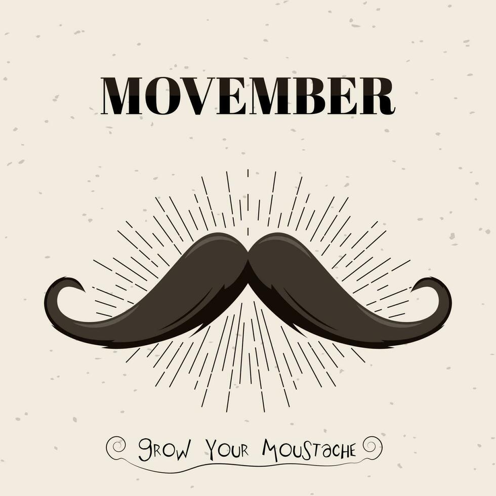 retro estilo póster o modelo diseño con Bigote y dado mensaje como crecer tu Bigote para movember concepto. vector