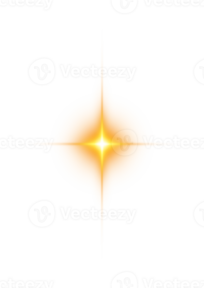 golden glühend Licht Auswirkungen isoliert auf transparent Hintergrund. Solar- Fackel mit Balken und Scheinwerfer. glühen Wirkung. Starburst mit funkelt. png. png