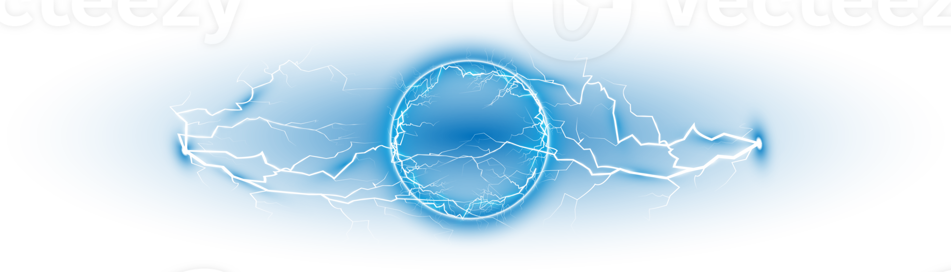 Blue ball lightning on a transparent background. Abstract electric lightning strike. Light flash, thunder, spark. PNG. png