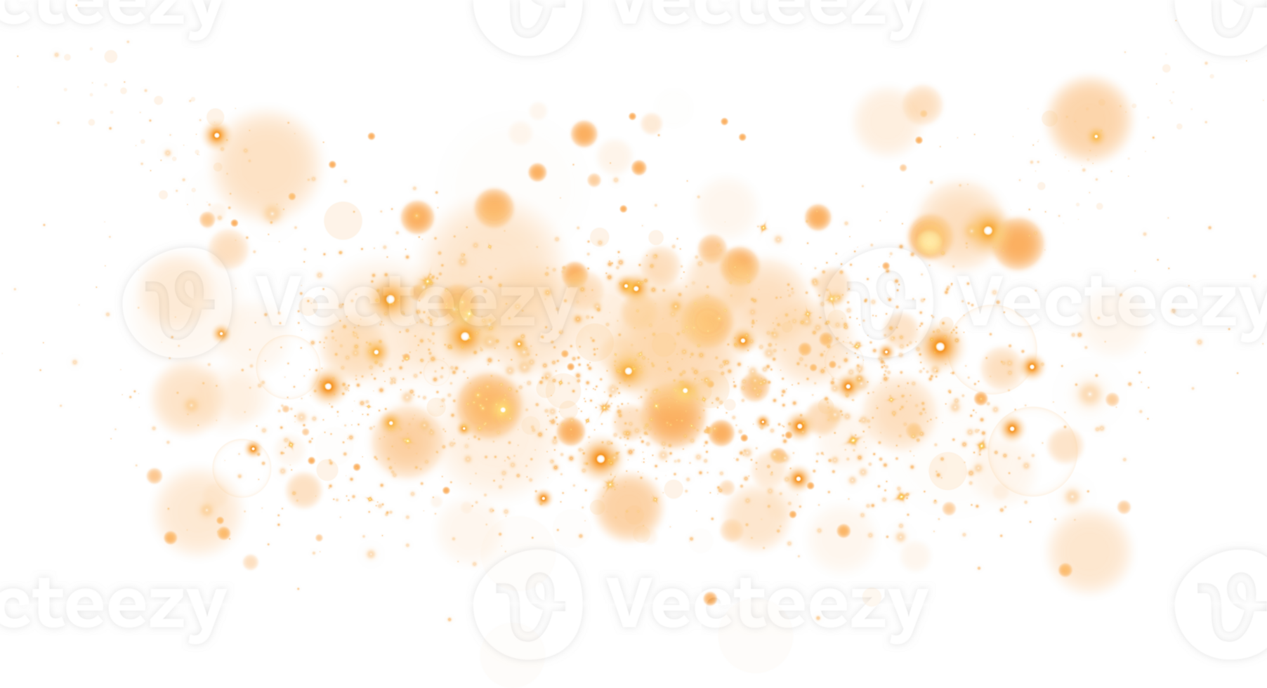 Golden shining bokeh lights with glowing particles  on transparent background. PNG. png