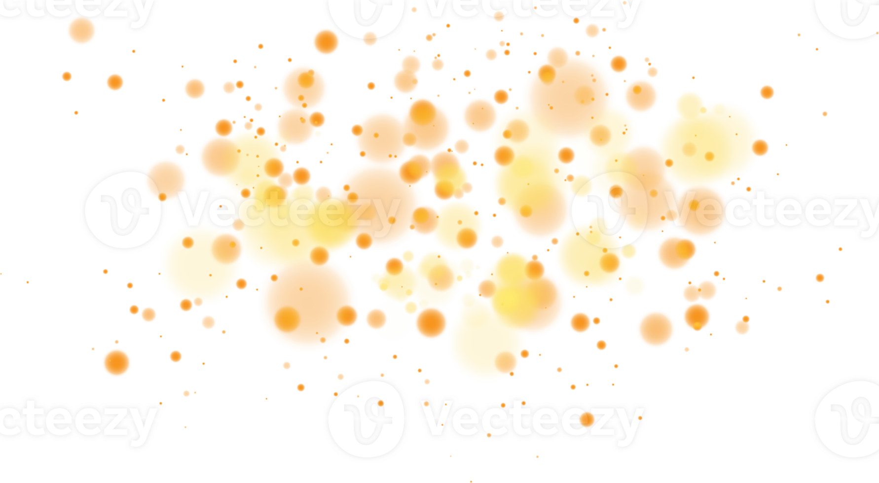 Golden shining bokeh lights with glowing particles  on transparent background. PNG. png